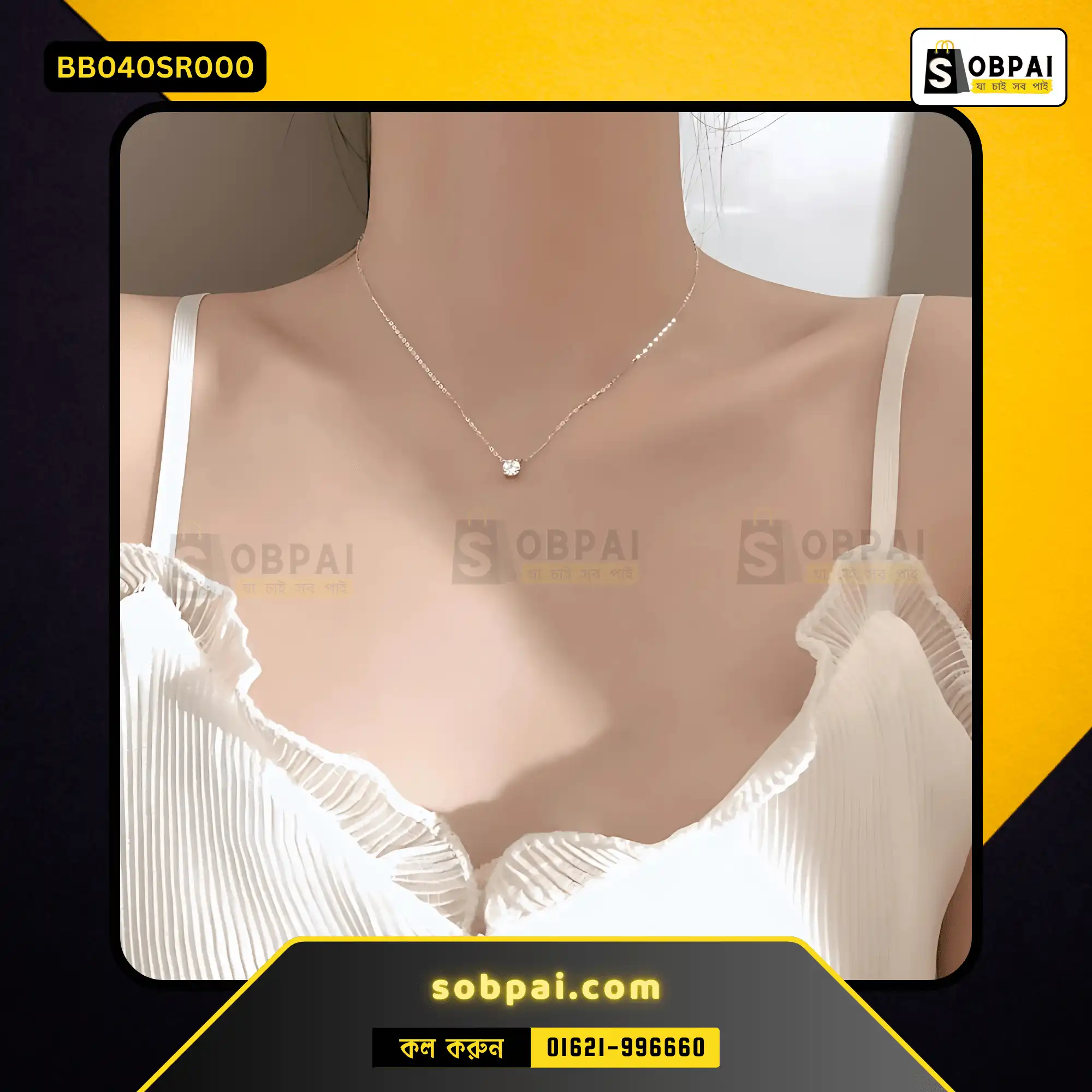 Elegant Zircon Clavicle Necklace for Women (Silver) - Image 3