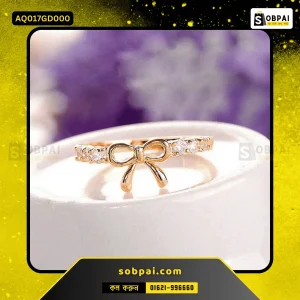 Elegant Bow Crystal Finger Ring for Women - Gold