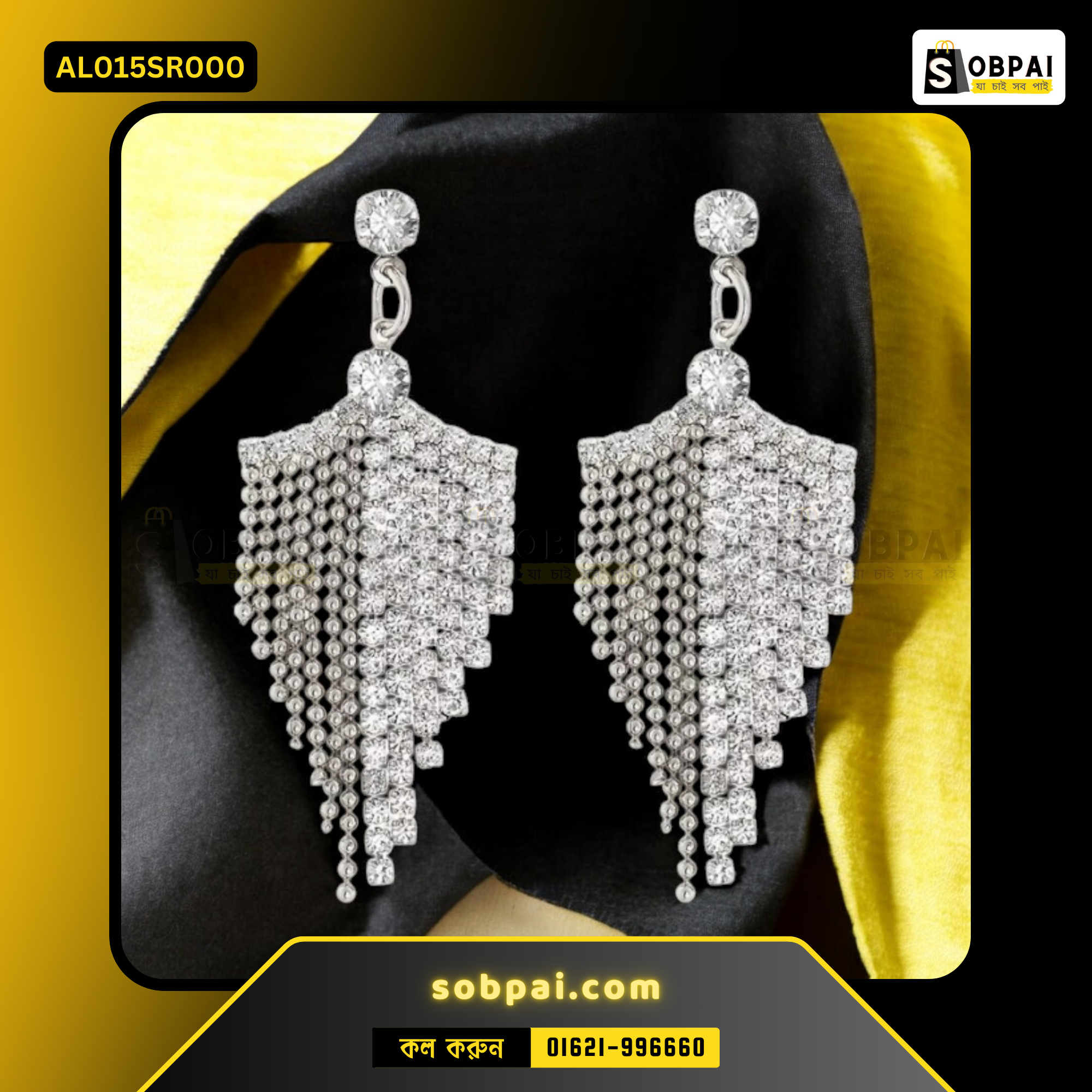 Steampunk Geometric Crystal Drop Earrings - Image 3