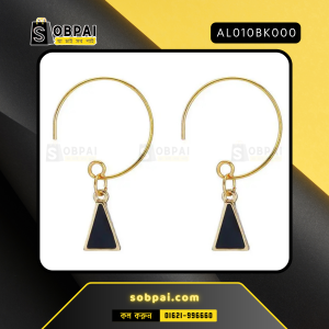 Geometric Triangle Earrings Black