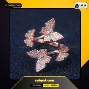 Elegant Adjustable Rhinestone Butterfly Ring (Rose gold)