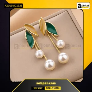 Trendy Leaf Pearl Tassel Earrings (Multi Color)