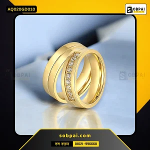 Stylish Stainless Steel Couple Ring Without Crystal (Gold - 10)