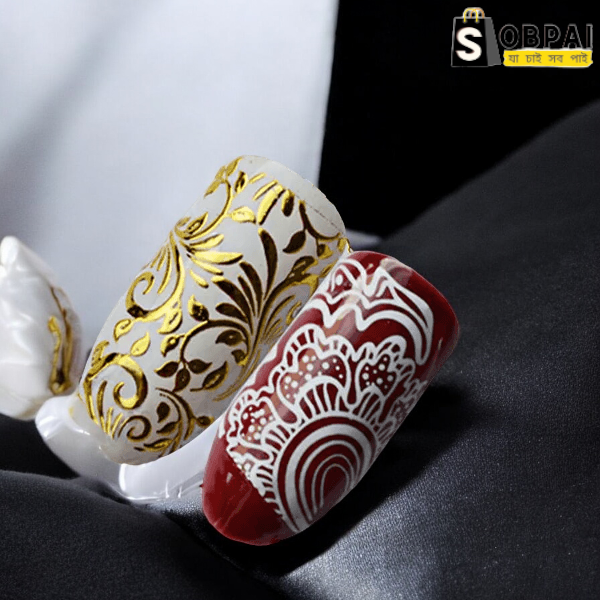 SobPai 3D Gold Bronzing Nail Sticker Flower Metallic Lace Slider DIY Manicure Leaf Nail Decal Nail Art Decorations