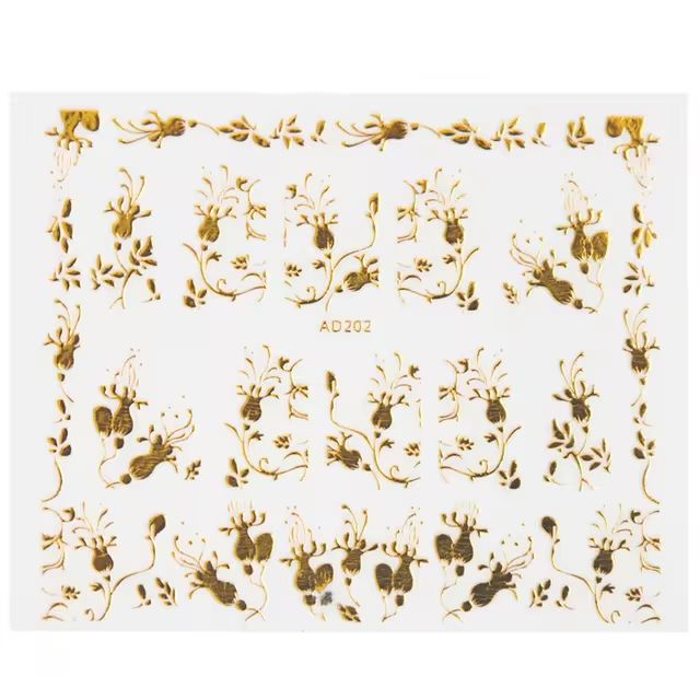 SobPai 3D Gold Bronzing Nail Sticker Flower Metallic Lace Slider DIY Manicure Leaf Nail Decal Nail Art Decorations - Image 3