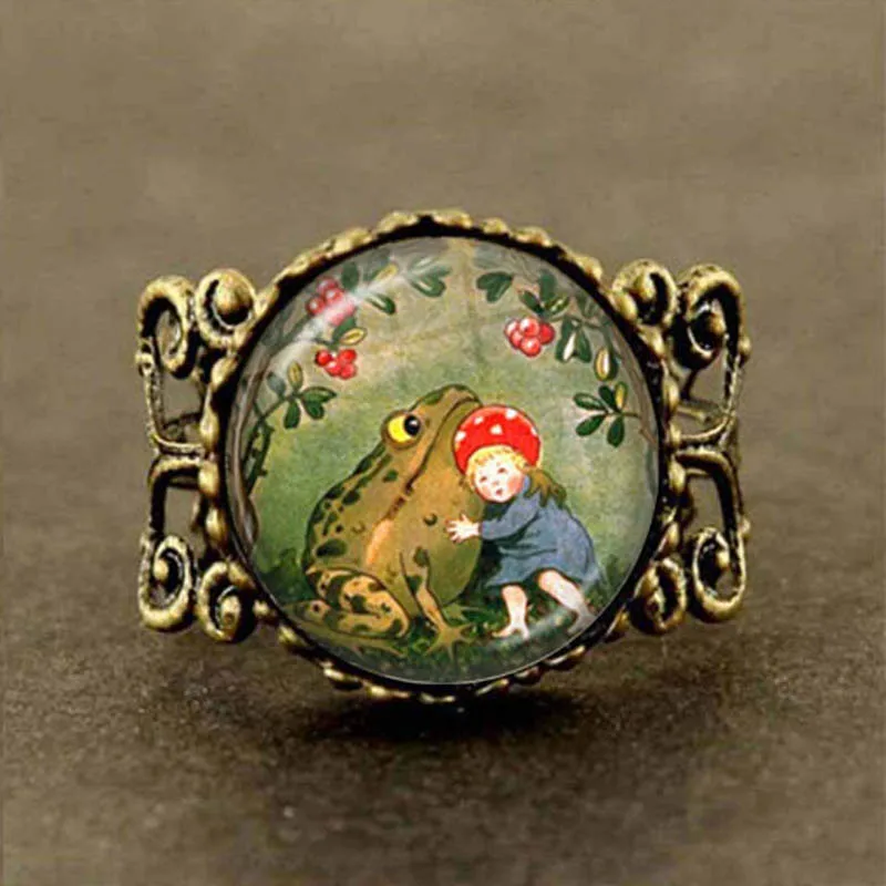 SobPai Handcrafted Vintage Fairy Frog Ring - Resizable Silver/Bronze Plate Jewelry - Perfect Wedding Bands, Best Friends Gift, and Fashion Statement Jewelry for Women - Image 2