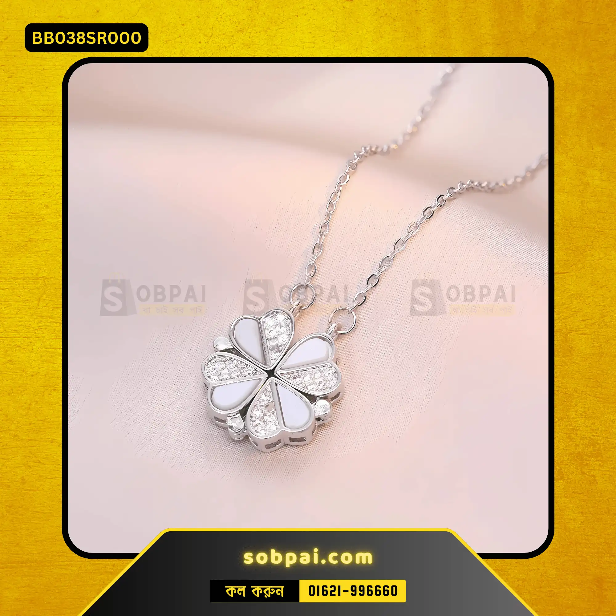 Elegant Two-Way Clover Necklace for Women (Silver)