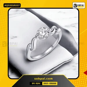 Elegant Curve Crystal Finger Ring (Silver - 7)