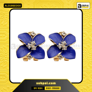 Elegant Blue Flower Rhinestone Earrings