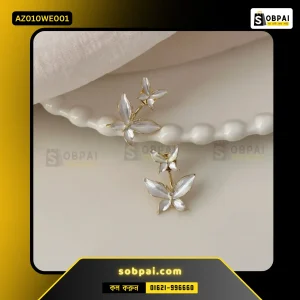 Colorful Butterfly Rhinestone Stud Earrings - (White)