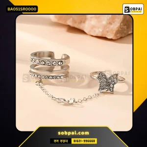 Silver Butterfly Tassel Finger Ring