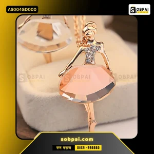 Elegant Ballerina Crystal Necklace for Women (Gold)