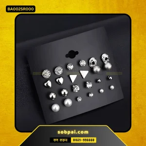 Elegant Crystal and Pearl Earrings Set (Silver)