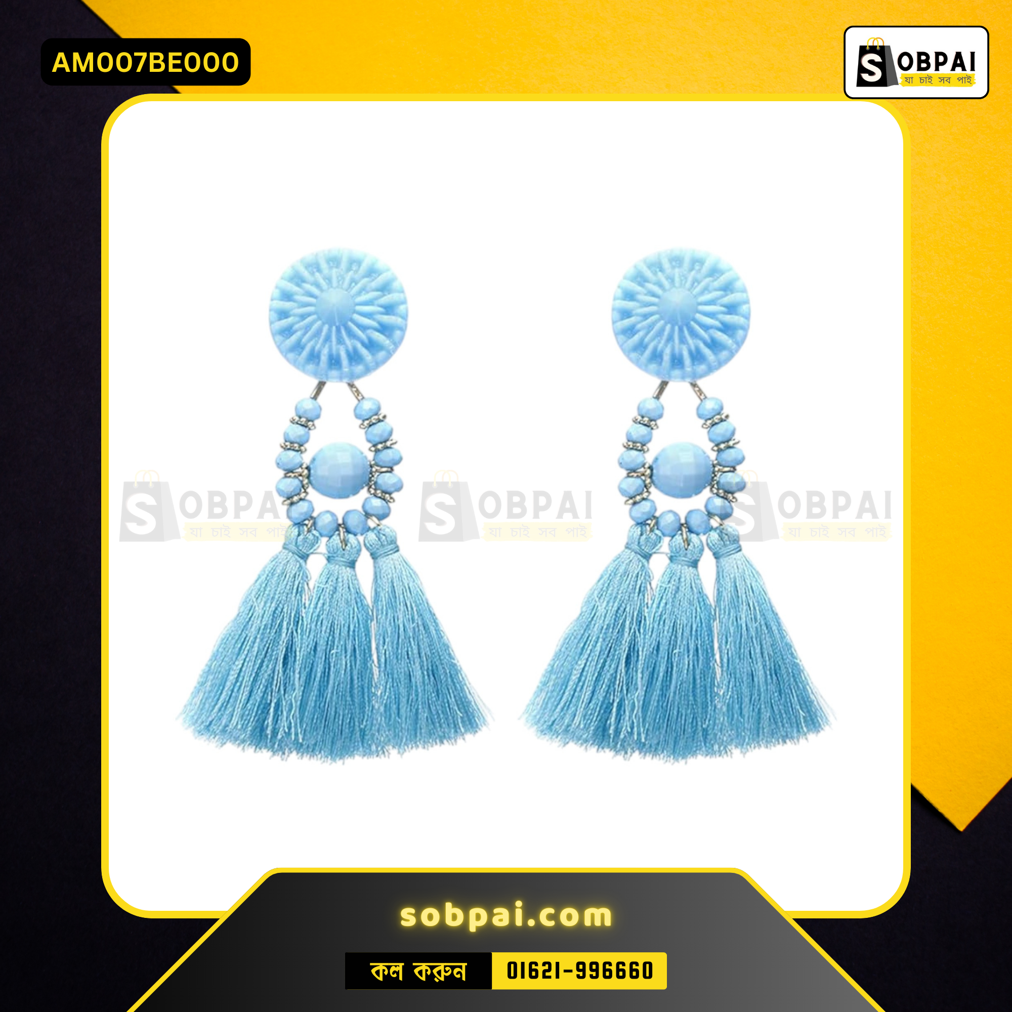 Bohemian Tassel Drop Earrings for Women - Blue - Image 4