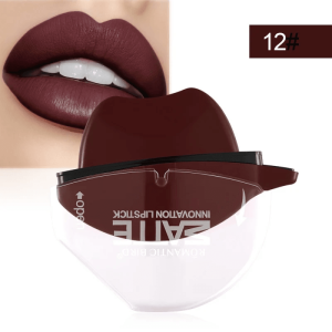 Lip-shaped Lipstick Makeup Temperature Color Changing Lazy Lipstick Velvet Matte Moisturizing Lip Gloss Waterproof Non-stick Cup