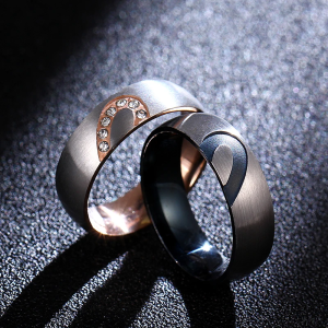SobPai 6mm Titanium Steel Love Heart Couple Rings for Women and Men - Personalized, Customizable Engraved Rings - Perfect for Wedding, Engagement, or Anniversary