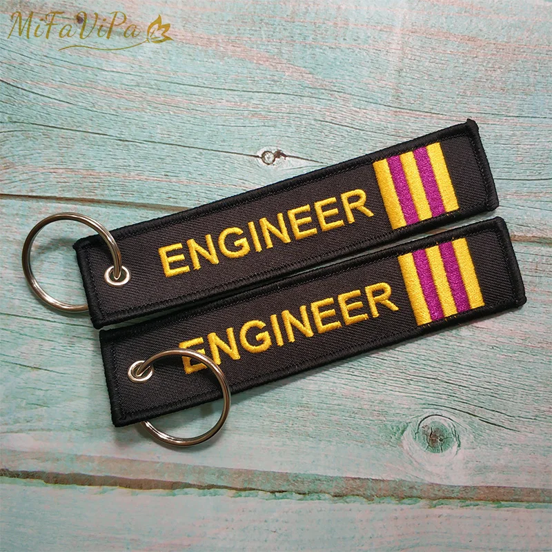 SobPai MiFaViPa 2 PCS/Lot Fashion Trinkets Key Chains Boeing A320 Key Chain Yellow Engineer Embroidery llavero for Men Christmas Gift - Image 3