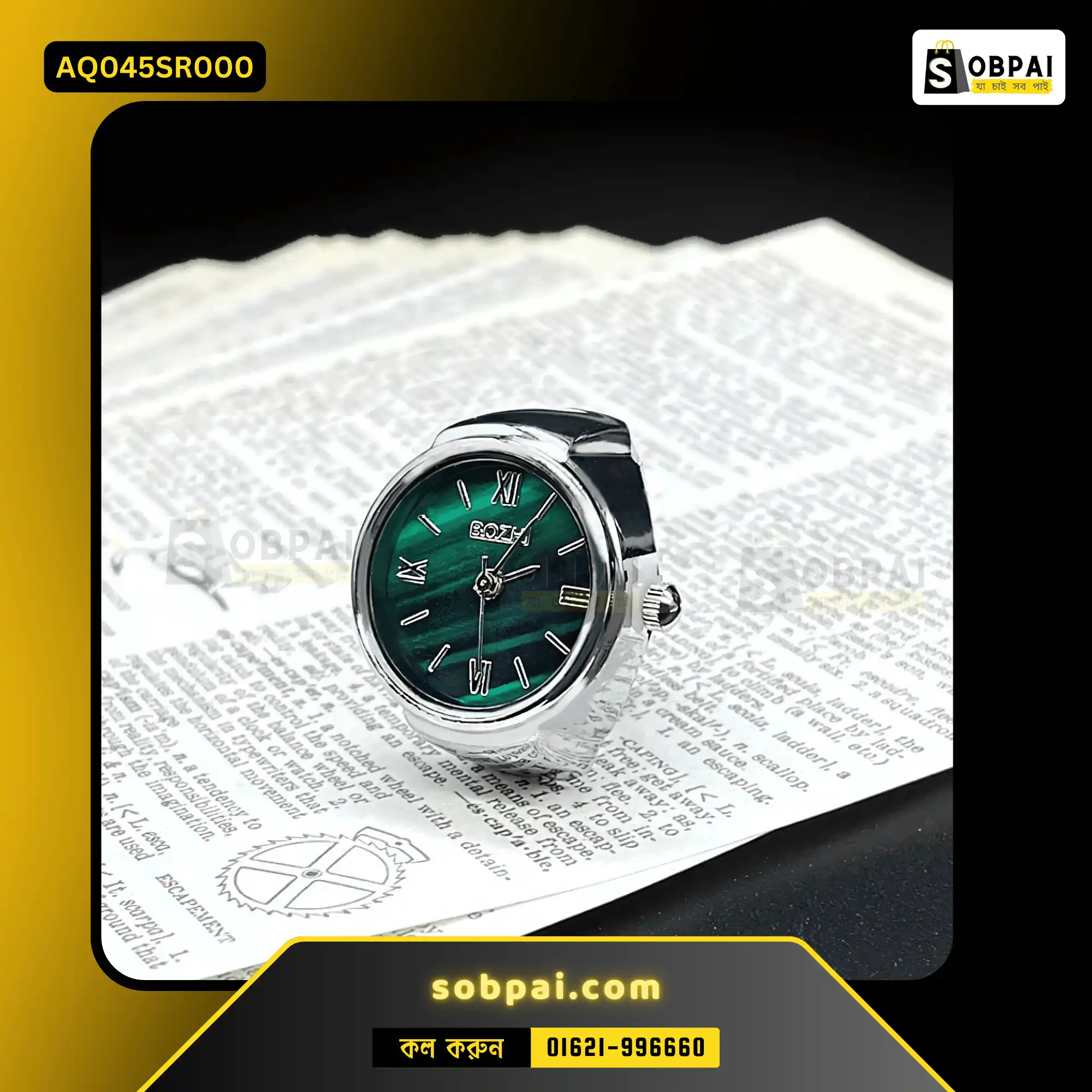 Stylish Vintage Ring Watch (Silver)