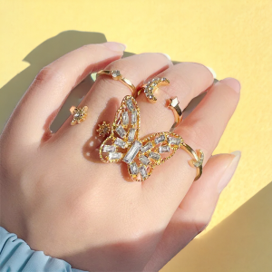 Retro Butterfly Rings Set: Stylish Accessories for Women - 5Pcs/Set by SobPai"