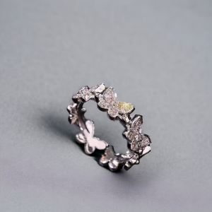 "SobPai Copper Rhinestone Butterfly Ring: Exquisite Charm Jewelry for Women, Adjustable and Elegant"