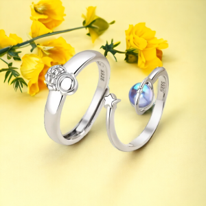 SobPai New Rings for Women - Fashion Charm Happy Space Planet Astronaut Couple Ring | Luxury Personality Wedding Gifts Jewelry