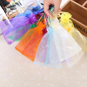 OYKZA  Organza Bags by SobPai - 15x20cm Wedding Gift Drawstring Pouches in Ivory and Assorted Colors (Random Mix of Ivory, Orange, Black, White, Pink, Red, Turquoise, Dark Purple, Lt Purple, Dark Brown, Dark Green, Lime) - Ideal for Party Favors, Jewelry, and Special Occasions