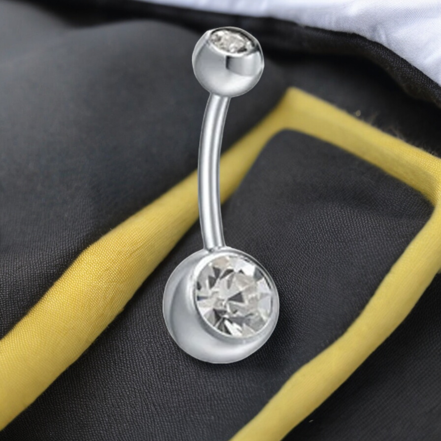 1Pcs/Set Women Round Floral Rhinestone Charm Belly Button Barbell Navel Ring - Stainless Steel Body Piercing Jewelry for Belly Dance, Party, Banquet, and Gifts - SobPai