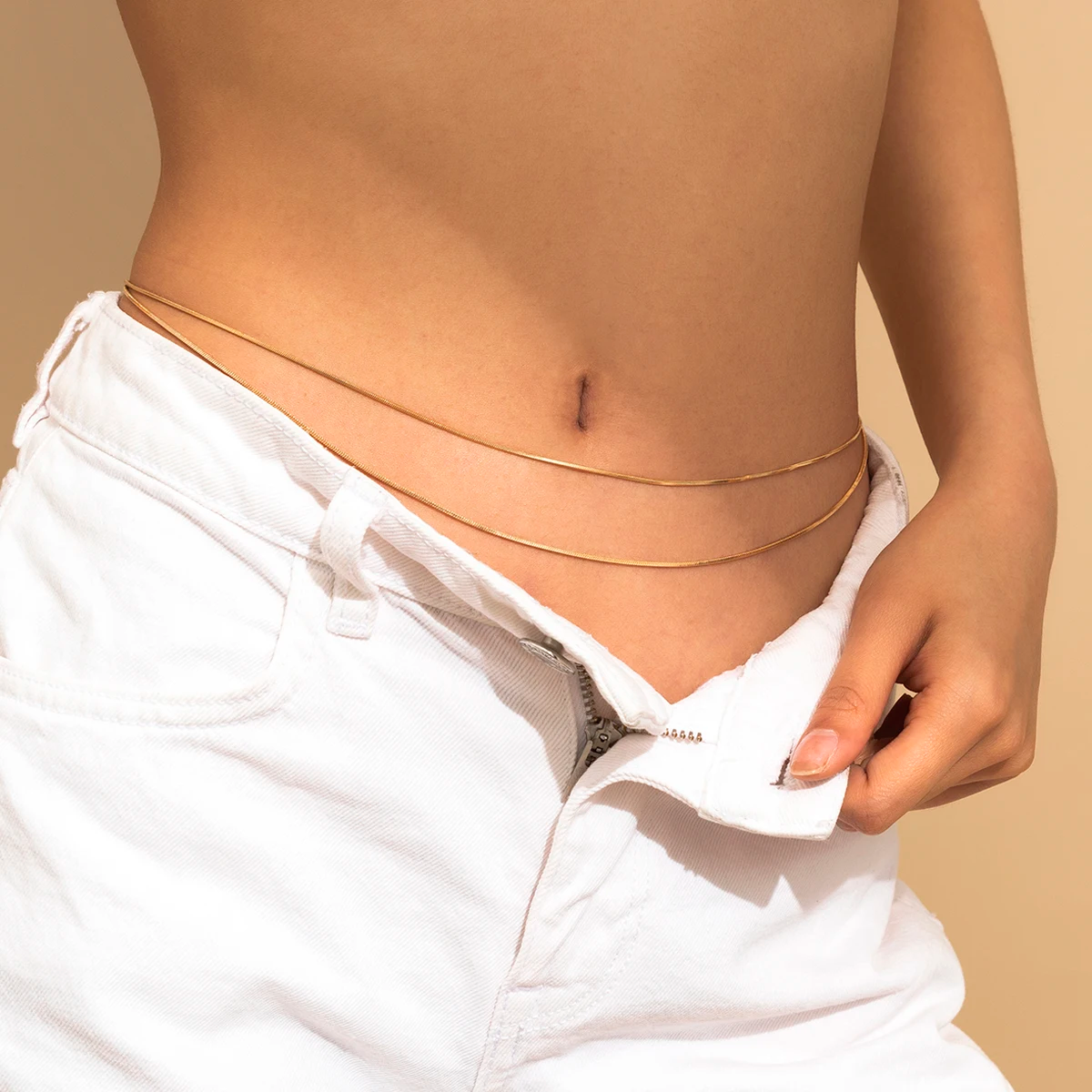 SobPai Retro Statement Exquisite Minimalism Layered Waist Chain Women Korean Fashion Belly Belt Snake Chains Body Jewelry Female Gifts - Perfect for Birthdays, Anniversaries, and Festivals - Image 2