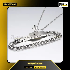 Romantic Couple Bracelet & Necklace Set ( Silver)