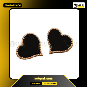 Elegant Heart-Shape Stud Earrings - Black