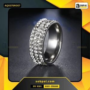 Elegant Crystal Rings for Women (Silver - 7)