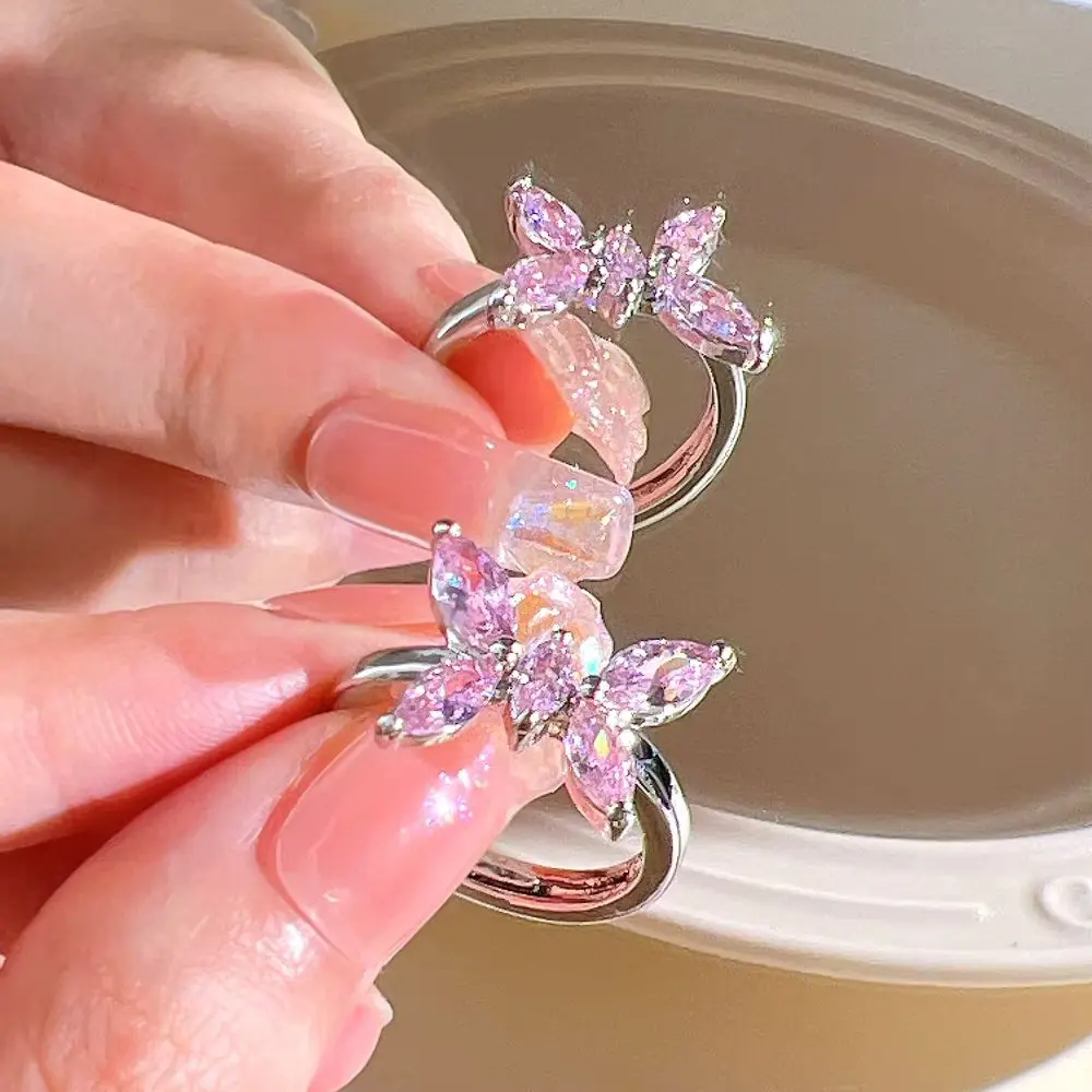 Y2K Pink Crystal Butterfly Ring for Women ? Trendy Zircon Heart Jewelry for Kpop & Party Vibes