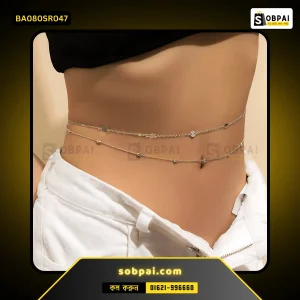 Trendy Hip-Hop Sequin Waist Chain (Silver)