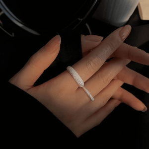 Shiny 925 Sterling Silver Index Finger Open Ring Adjustable Frosted Sense Ring for Women - Elegant and Personalized Wedding Jewelry Gift by SobPai