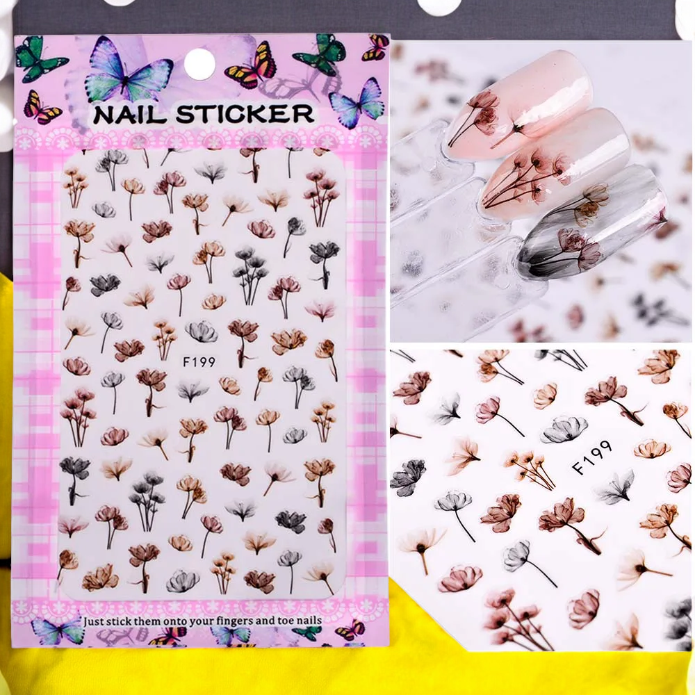 SobPai Nail Sticker Adhesive Letter Sliders Design 3D Decal Nail Art Transfer Stickers Manicure DIY Decor Tips Tool