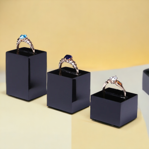 SobPai 3pcs Clear Acrylic Square Jewelry Holder  Cosmetics Rings Display Stand Pad  Ornaments Stud Holder Show Rack  Photography Props Organizer  Exquisite Ellipse Design