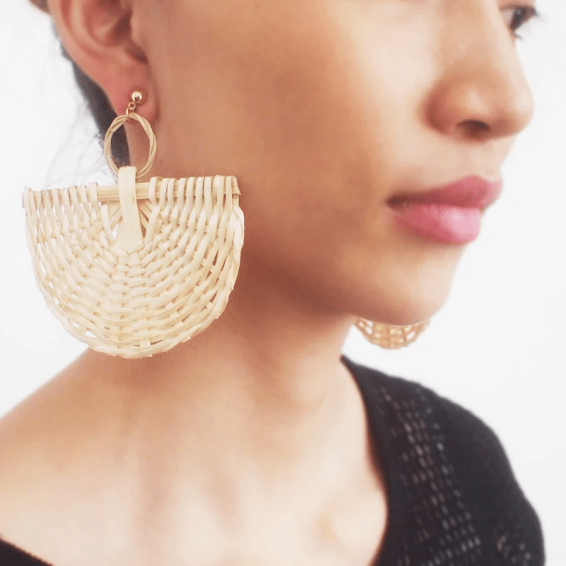 SobPai Trendy Korea Earrings for Women - Wood Straw Rattan Knit Drop Dangle Earrings, Big Statement Jewelry, Wooden Female Accessories - Image 2