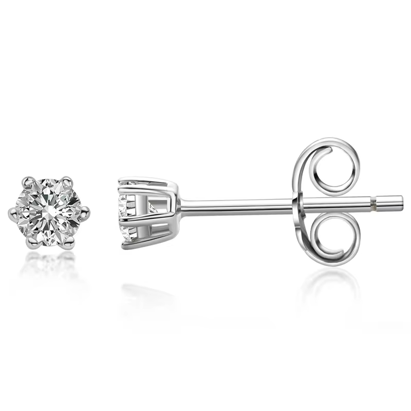 SobPai Classic Moissanite and Diamond Earrings, Fine Jewelry with Six-Prong Setting, Perfect Gift for Women and Girls, 3mm Moissanite, Durable and Corrosion-Resistant Nickel-Iron Alloy, Customizable Size - Image 3