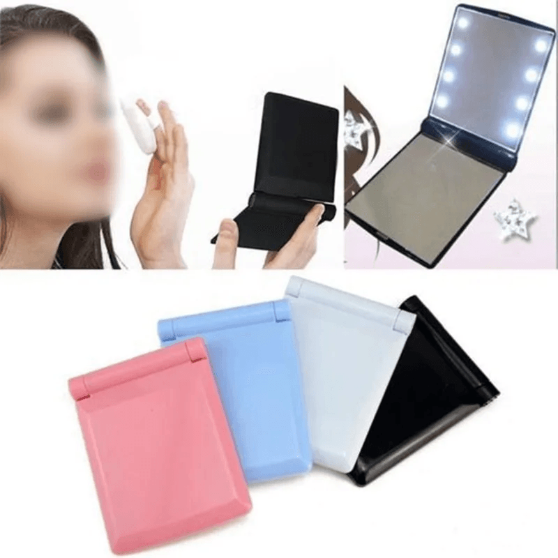 SobPai 8 LED Lights Makeup Cosmetic Folding Portable Travel Compact Pocket Mirror - Image 3