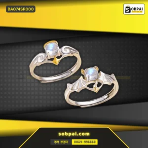 Stylish Angel Demon Adjustable Couple Rings - (Silver)