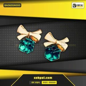 Elegant Bowknot Crystal Drop Earrings - (Green)