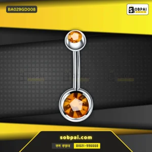 Gold Rhinestone Dangle Belly Button Piercing -(Gold)