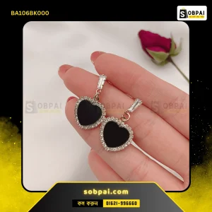 Black Heart Rhinestone Drop Earrings