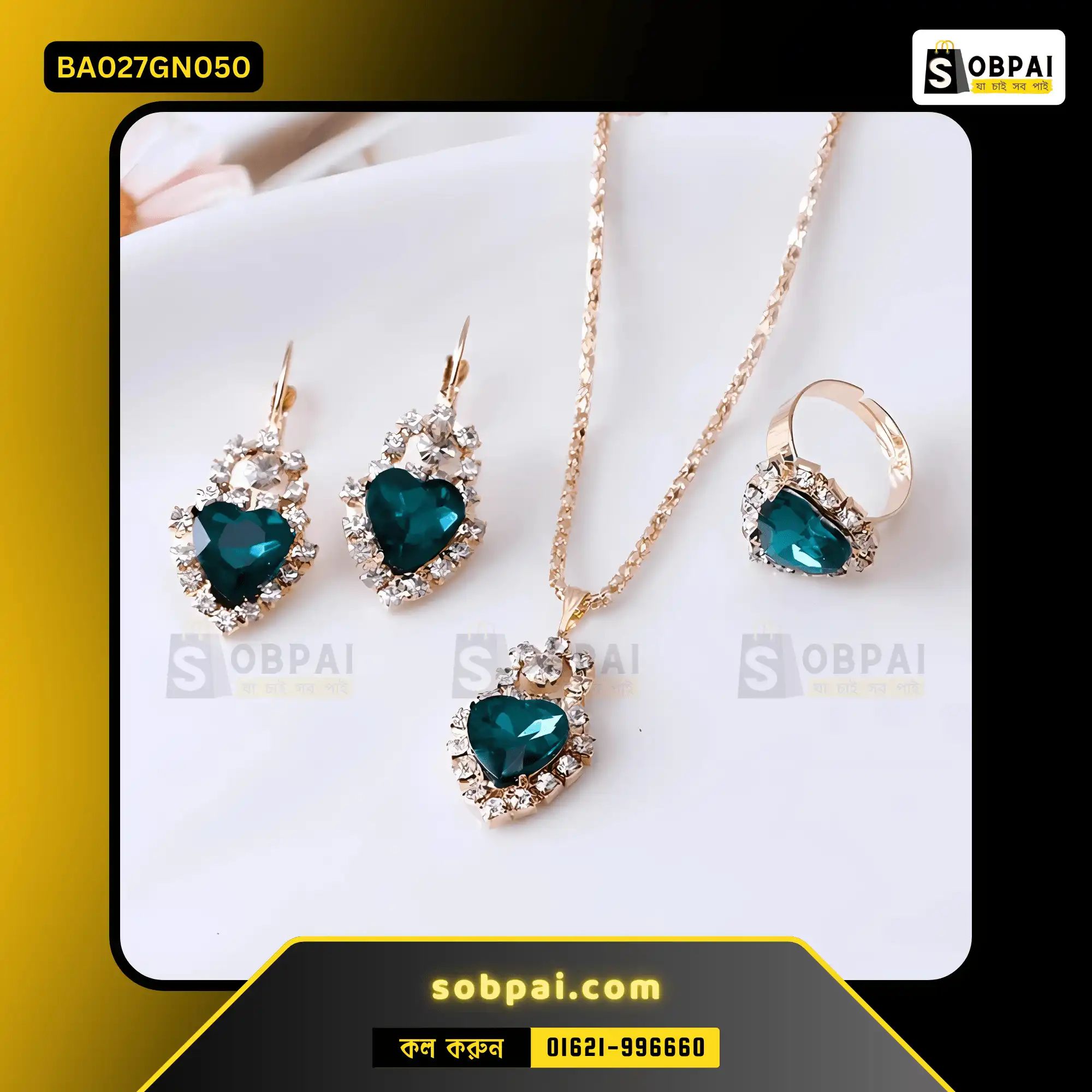 Elegant Crystal Jewelry Set for Women (Green) - Image 4