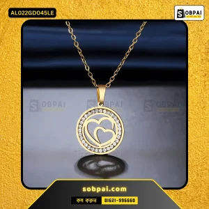 Elegant Crystal Love Pendant Necklace (Gold)