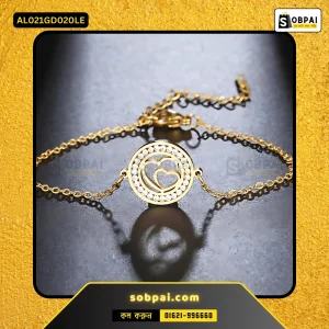 Elegant Double Heart Crystal Bracelet (Gold)