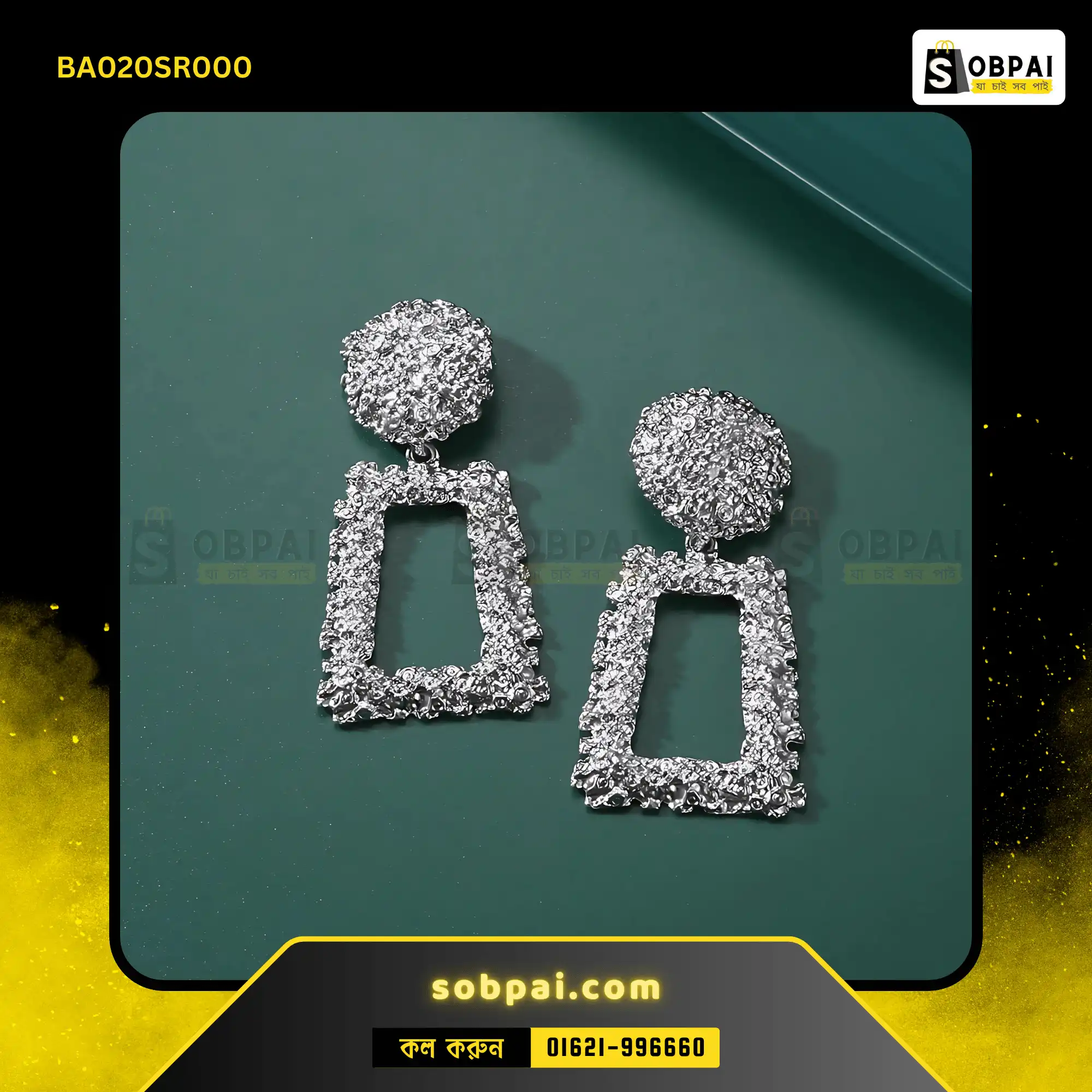 Vintage Geometric Drop Earrings for Women (Silver) - Image 3