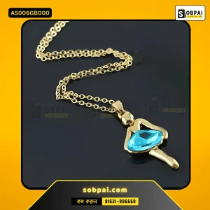 Elegant Ballerina Crystal Necklace for Women (Gold Navy Blue)