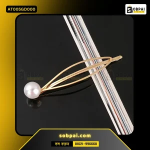 Elegant Gold Feather Pearl Hair Clip