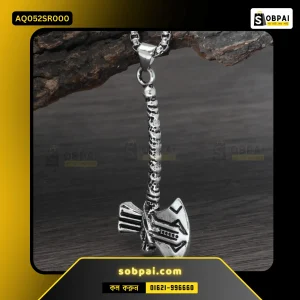Viking Axe Pendant Necklace for Men (Silver)
